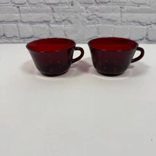 Vintage Anchor Hocking Royal Ruby Red Glass Coffee Cup Set of 2