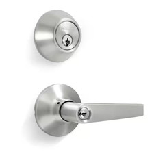 Stainless Steel Entry Door Handle Combo Lock Set with Deadbolt and 4 SC1 Keys, K