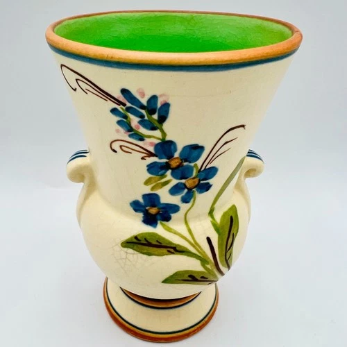 Vintage Antique Weller Bonita Pottery Vase Art Deco Floral Flowers Painted 5" H