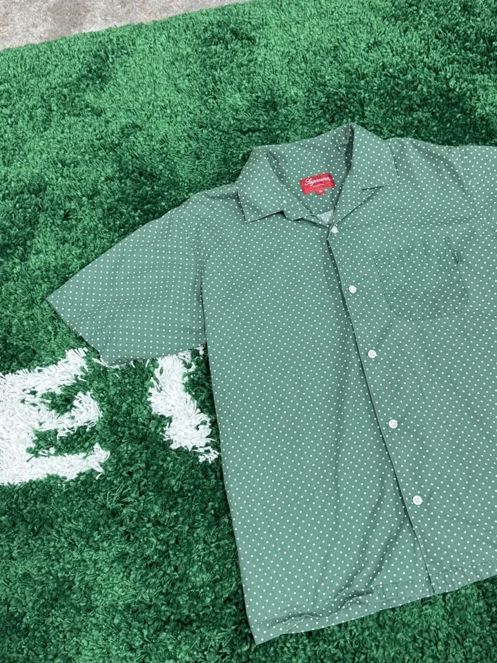 Supreme Polka Dot Short Sleeve Green Print Shirt Medium SS17 - Image 2 of 4