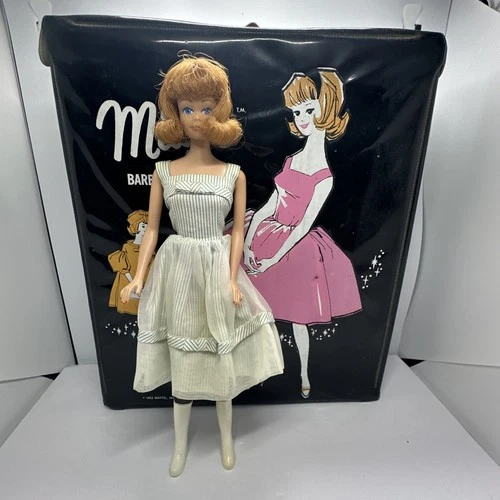 VTG 1962 Barbie Friend Midge Red Hair Blue Eyes Freckles w/Case & Accessories