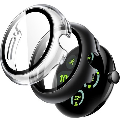 JETech Case with Screen Protector Google Pixel Watch 3/2/1 41mm, Black/Clear