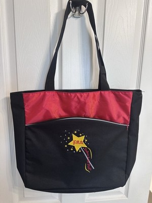 P.E.O. Black and Red Star-Embroidered Tote Bag Philanthopic Organization