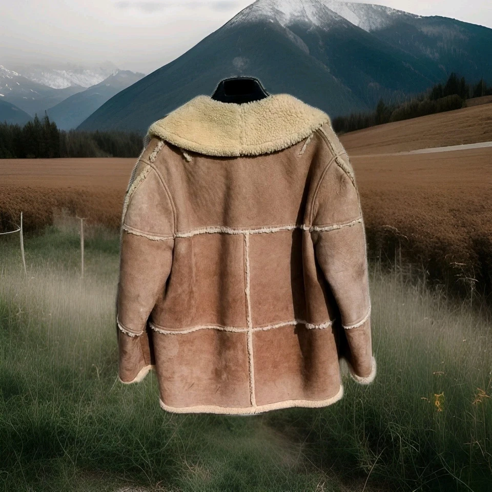 Casaco masculino longo Matterhorn Napa Califórnia EUA Lamb Shearling clássico 46   - Imagem 4 de 4