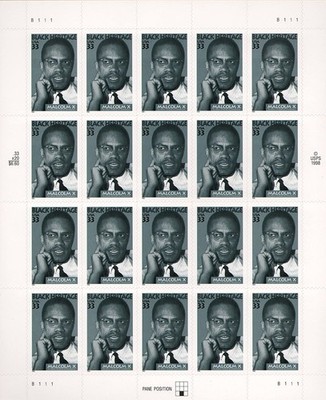 【激レア】マルコムX 切手 Malcolm X Black Heritage Sheet of Twenty 33 Cent Postage Stamps