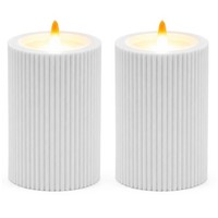 2X LED Kerzen Mit Timer - Flammenlose Stumpenkerzen 10,5 Cm