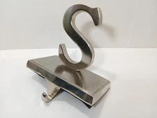 Holiday Stocking Hanger Holder Letter Initial "S" Silver Color Metal