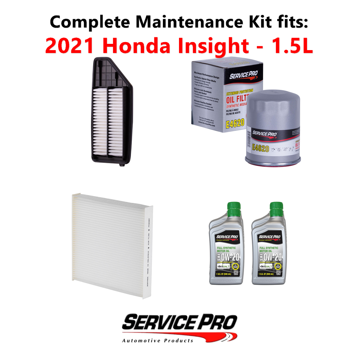 2021 Honda Insight 1.5L Complete Air, Oil & Cabin Filter Kit (0W