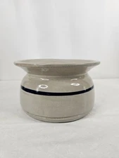 ANTIQUE OLD POTTERY BLUE BAND CROCK STONEWARE SPITTOON VINTAGE SALT GLAZE