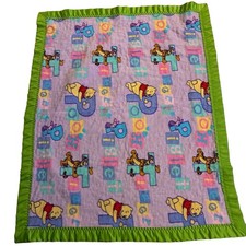 Vintage Handmade Reversible Baby Quilt Winnie the Pooh Noah  s Ark 41x33 Blanket