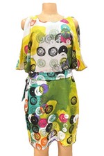 Julie Dillon Cold Shoulder Open Back Sexy Mod Print Mini Dress Sz 8