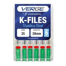 28 mm Endo K Files Stainless Steel Square Shape 6 pcs Multiple Sizes