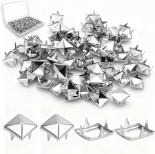 1000PCS 10Mm 4-Prong Square Spikes, Silver Metal Pyramid Studs for Crafts, Punk