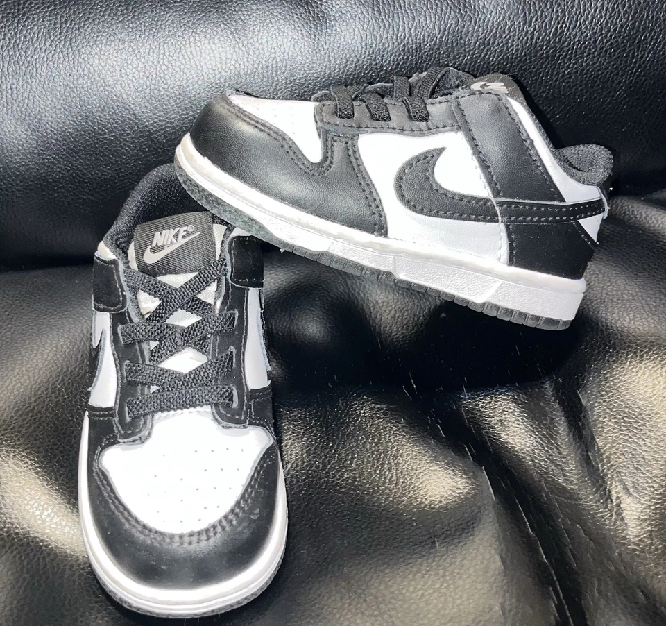 Nike Dunk Low TD Toddler Baby Panda Black White CW1589-100 Size 7c - Image 2 of 4