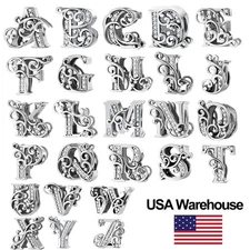 S925 Sterling Silver letter A Charm Beads Fit for Bracelets DIY Jewelry Women