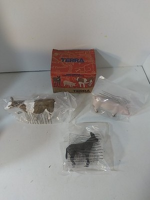 Terra by Battat Farm Animal Figures Donkey Pig Holstein Cow 3 To 5in.