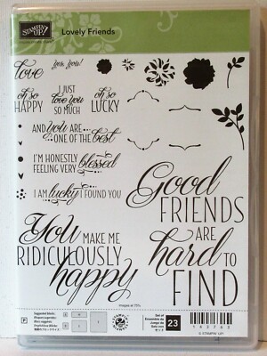 Stampin Up LOVELY FRIENDS photopolymer stamps lucky happy blessed Love you 