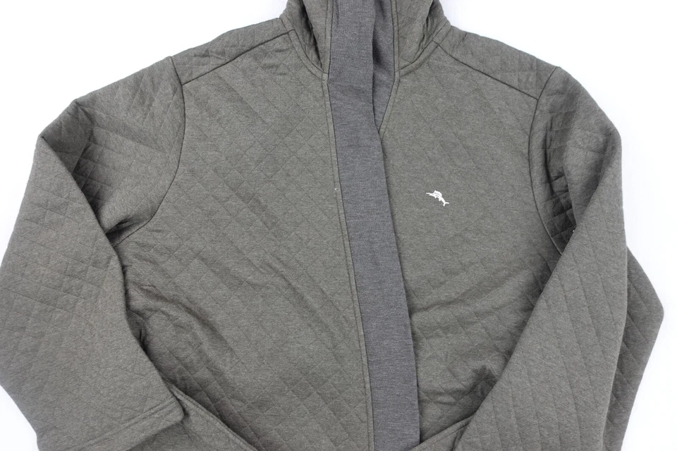 Tommy Bahama Robe Men Medium Brown Hooded Quilted Graphic Waist Rope Belt NEW - Image 3 of 4