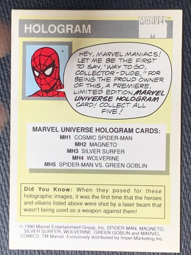 Marvel Universe 1990 Impel Hologram, Cosmic Spiderman, Damaged Crease - Picture 3 of 3