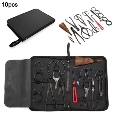 Bonsai Tool Kit 10PCS Set Carbon Steel Shear Cutter Scissor Wire Plant Garden...