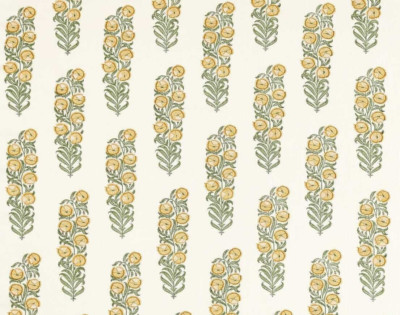 ZOFFANY CURTAIN FABRIC DESIGN Sanganeri 3 METRES PRIMROSE/EVERGREEN 100% LINEN