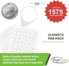 White Matte Stickers Printing Labels Removable Round 1 inch 25mm with Template