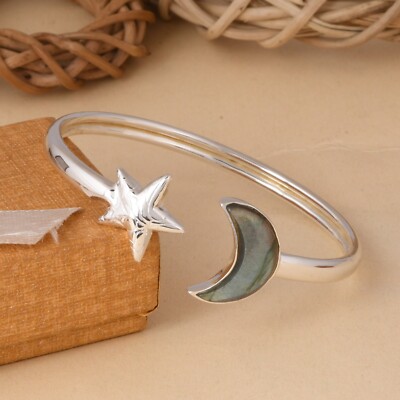 Star Half Moon Attractive Double Design Cuff Bangle With Cute