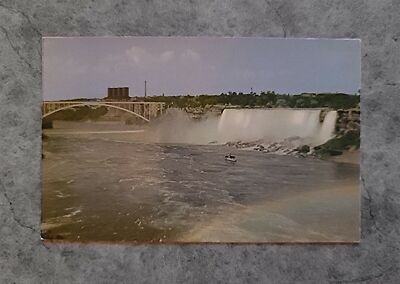 VTG c 1951 Postcard American Falls & Rainbow Bridge From Park Niagara Falls CA