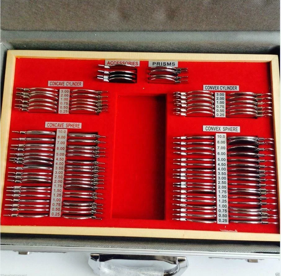 Juego de lentes ópticas de prueba kit de optometría de borde de metal 104 piezas con accesorios gratuitos + estuche Foto 3 de 4