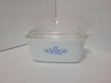 CORNING WARE BLUE CORNFLOWER - 1 1/2 QT. CASSEROLE LOAF DISH WITH LID - P-4-B