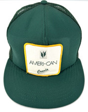 Vintage AMERI-CAN Canola Hat Green Snapback Mesh Trucker Made in USA NEW 