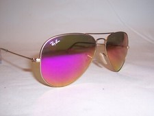 NEW RAY BAN AVIATOR Sunglasses 3025 112/4T GOLD/FUXIA MIRROR 58mm AUTHENTIC