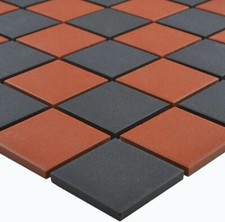 Victorian Black & Red 20x20cm ceramic quarry Effect tiles vintage Look 20sqm lot