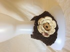 Ob.D. Handmade, Hand Knit, Headband, Brown Tweed with cream crochet Flower — photo 5
