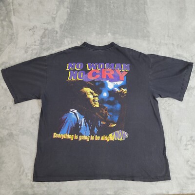 Vintage 90s Bob Marley T-Shirt Adult 3XL No Woman No Cry Rap Tee Reggae Rare HTF