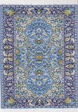 ALFOMBRA CASA MUÑECAS 1/12 AZUL MULTI 121/2"(31 cm) x 8"(20 cm) TEJIDA TURCA