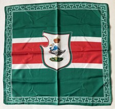 vintage Italian Polyester Scarf coat of arms floral goose duck crown 20" green