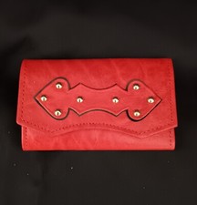 Princess Gardner Quality Deep Red Vintage Key Holder Gold Tone Stud Leather