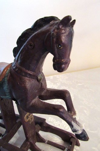 Vintage Gusseisen Sammler Spielzeug Schaukelpferd Figur - Bild 8 von 18