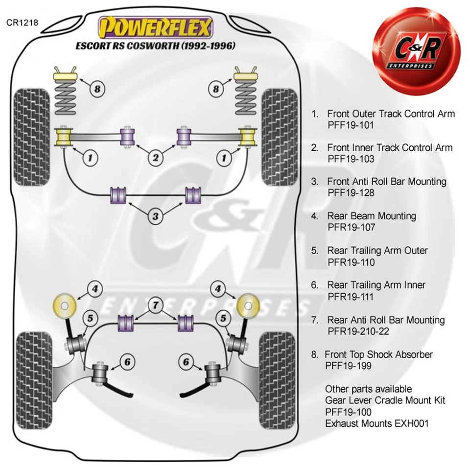 Powerflex RR Trail Braccio Outr Spazzole Per Ford Escort Rs Cosworth 92-96 - Immagine 2 di 4