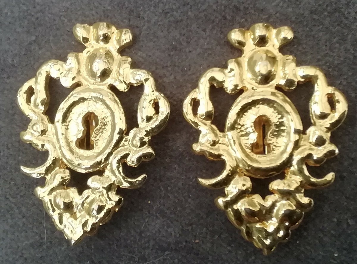 Boucles D'oreilles Clips Rochas Paris Haute Couture - Métal Doré Vintage - Occasion Parfait état