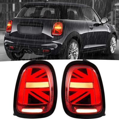 Pair Red Full LED Tail Lights For 2014-2019 Mini Cooper F55 F56 F57 Rear Lamps