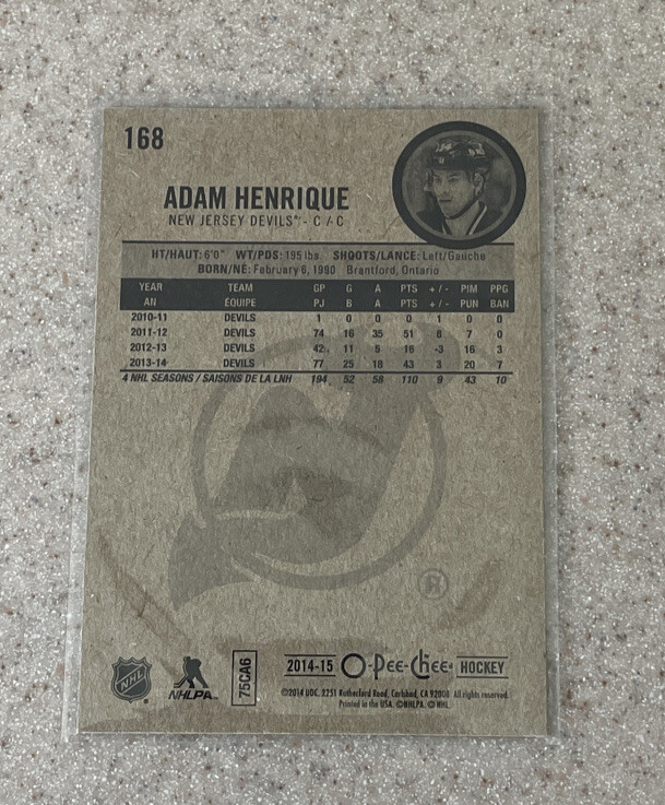 2014-15 O-Pee-Chee Hockey #168 Adam Henrique - Picture 2 of 2
