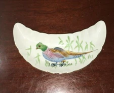 Japan Hand Painted Bird Design Bone Dish Gold Trim Porcelain China Side Dish (D)