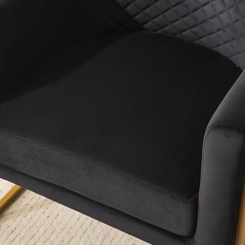 Velvet Accent Chair Armchair Single Sofa Side Chair Metal Legs Living Room Black - Picture 6 of 7