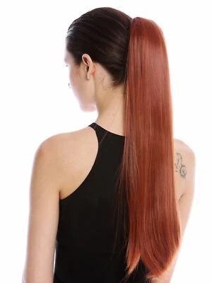 Postiche Tresse Queue de Cheval Peigne Enfichable Bändchen 63cm Long Lisse Rouge - Photo 1/4