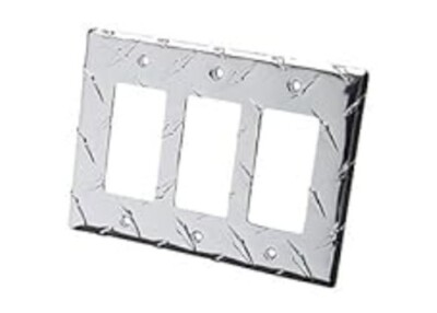Edge Garage Gear Diamond Plate Triple GFI Light Switch Man Cave