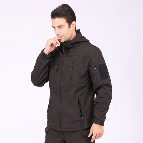 Giacca a vento tattica uomo soft shell giacca esercito jacket cappuccio tempo libero ~ - Foto 16 di 65