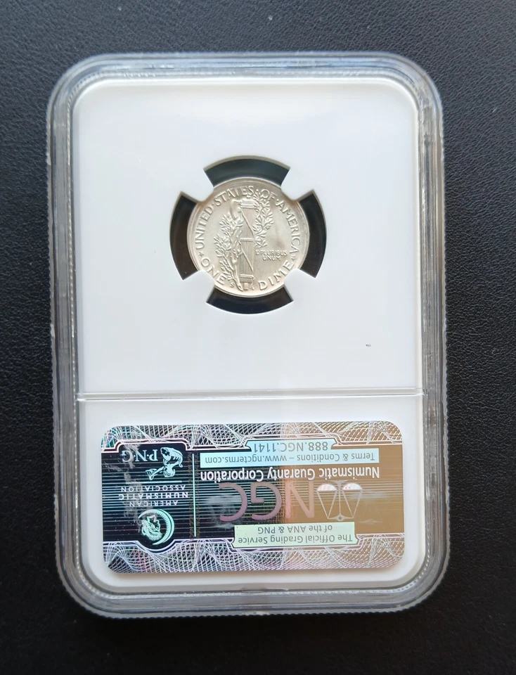 1942 S Broad Struck with Obverse Struck Thru Mercury Dime NGC MS 65 FB - Image 4 of 4