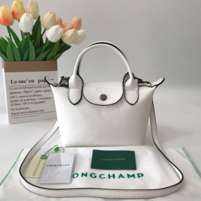 Longchamp Le Pliage Cuir XS Mini Leather Shoulder Bag white Outlet